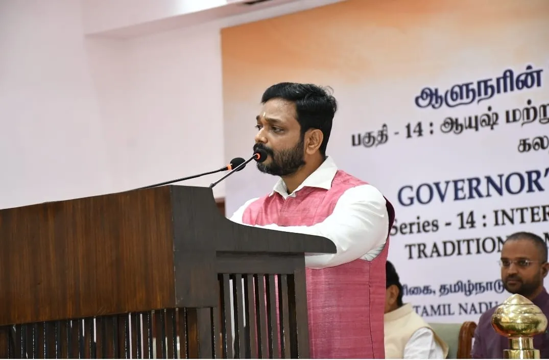 Dr Sudheer speaking at Raj Bhavan