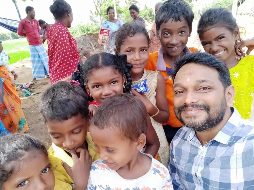 Children at a Gnanavarshini Trust village programme near Uthiramerur